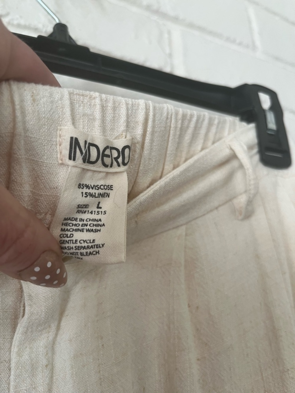 Indero Cream Wide Leg Pleated Trousers - High Rise Linen Blend - Size L - Picture 6 of 6
